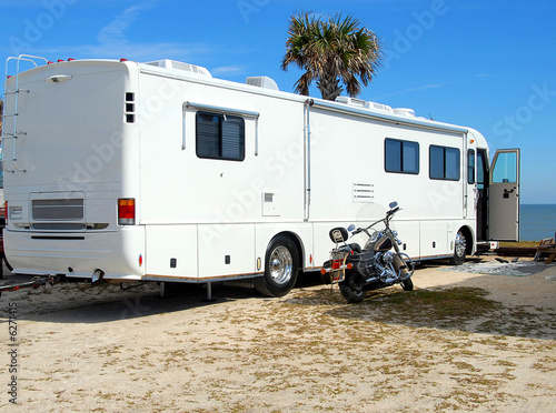 Motorhome camping on beach