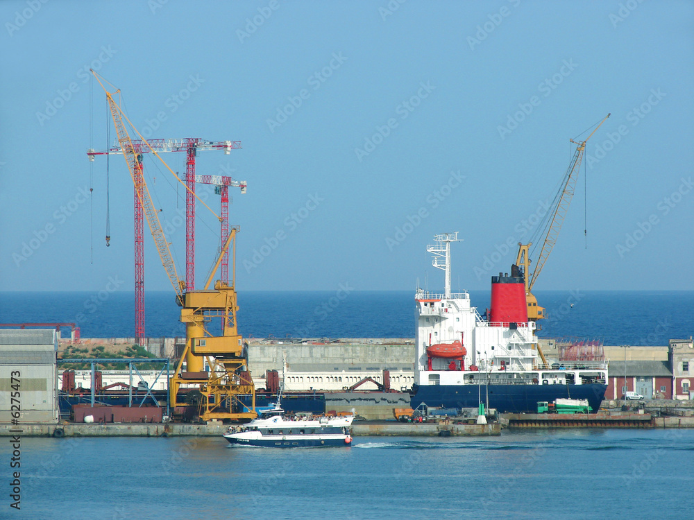 cargo working port of Barcelona