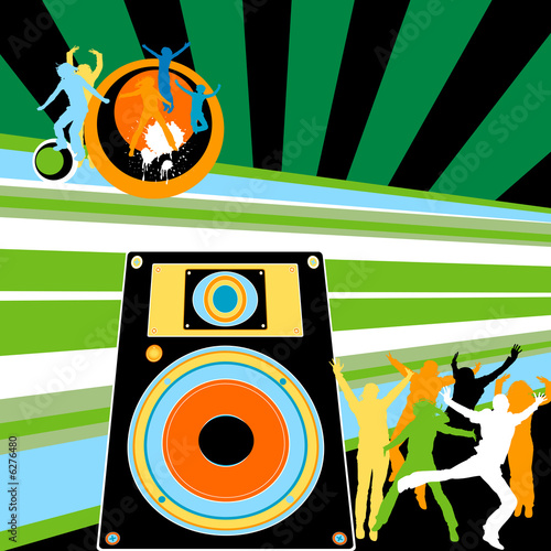 silhouettes dancing,loudspe...