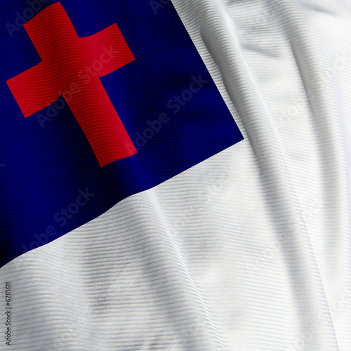 Closeup of the Christian flag, square image