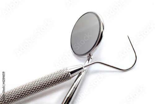 Isolated set of dentist tooks on white background.