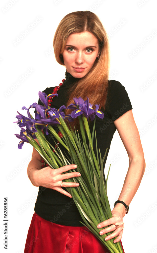 The nice girl with a bouquet of flowers The nice girl with a bouquet of flowers
