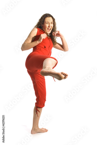 girl is angry and kicking to you photo