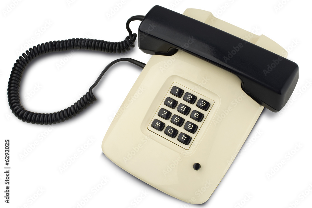 a cord telephone on white with clipping path a cord telephone on white with clipping path