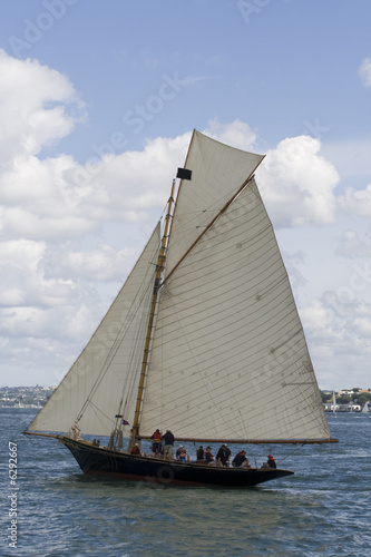 A Class Classic Gaff Rigged Black Yacht