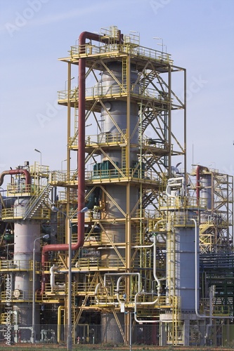 view of elements of chemical refinery