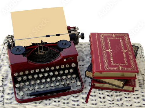 Antique typewriter with paper for added text 