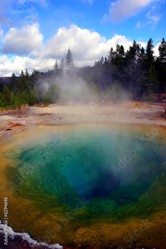 View of the blue hole at yellowstone national park