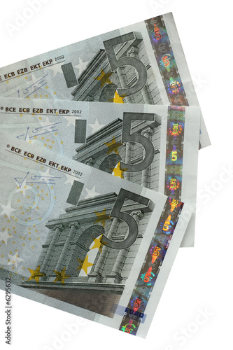 Fan of three notes of five euro