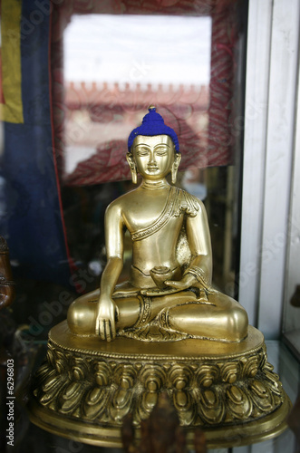 bronze buddha statue on display, delhi, india