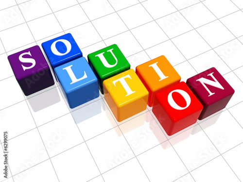 3d colour boxes with text - solution, word