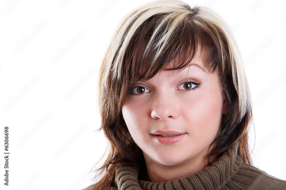 Portrait of surprised girl on white background Portrait of surprised girl on white background