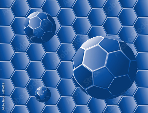  absstract with blue geometric shapes and spheres