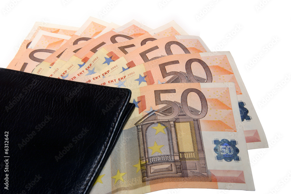 Cartera con de 50 euros foto de Stock | Adobe Stock