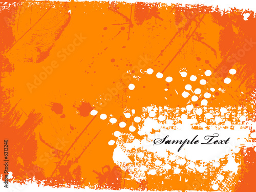.orange inkblot isolated on white..