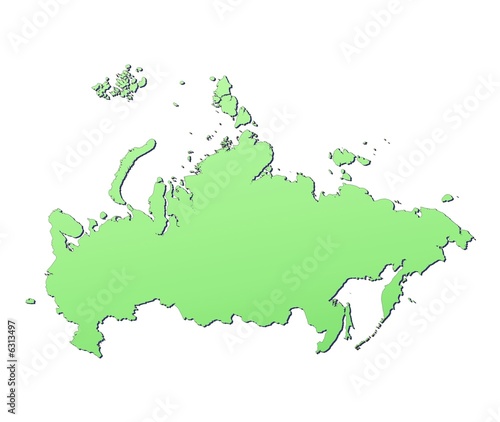 Russia map filled with light green gradient