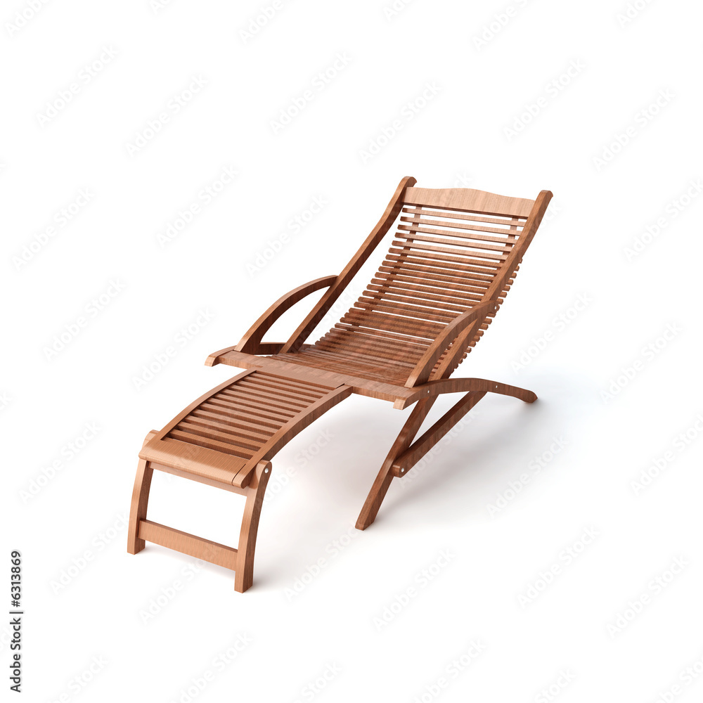 A beach wooden lounger isolated