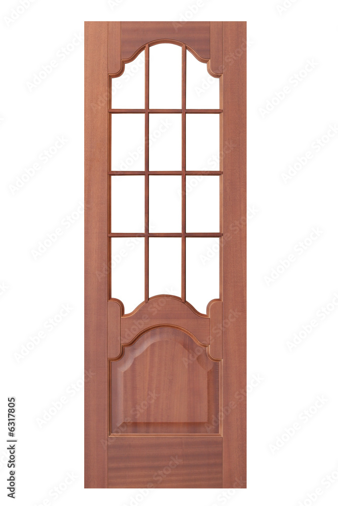 door with red wood isolated on white door with red wood isolated on white