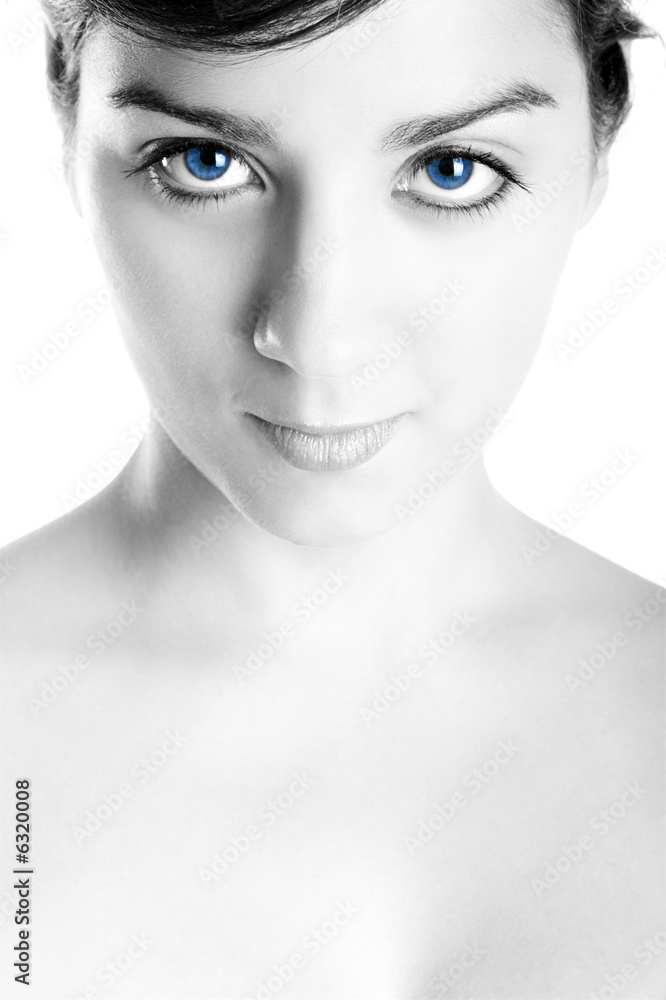 Portrait of a young and beautiful woman with blue eyes Portrait of a young and beautiful woman with blue eyes