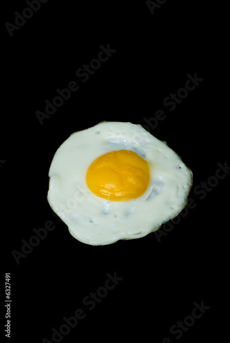 fried eggs on background black