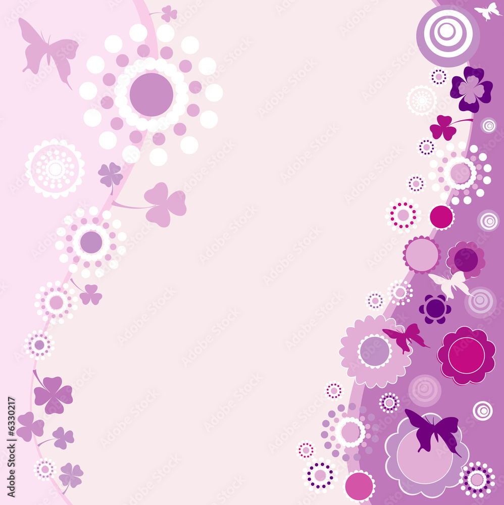 springtime design in purple with butterflies and flowers