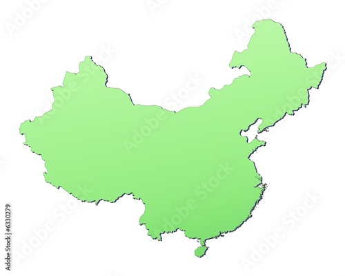 China map filled with light green gradient