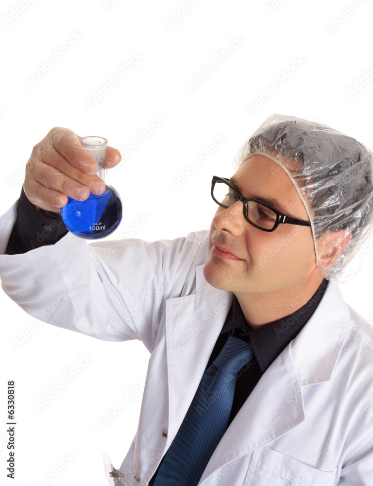 Scientist or chemist analyzing a solution. Scientist or chemist analyzing a solution.