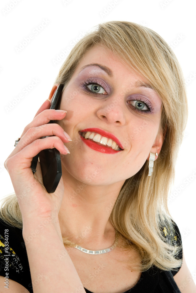 Business woman calling on white background Business woman calling on white background