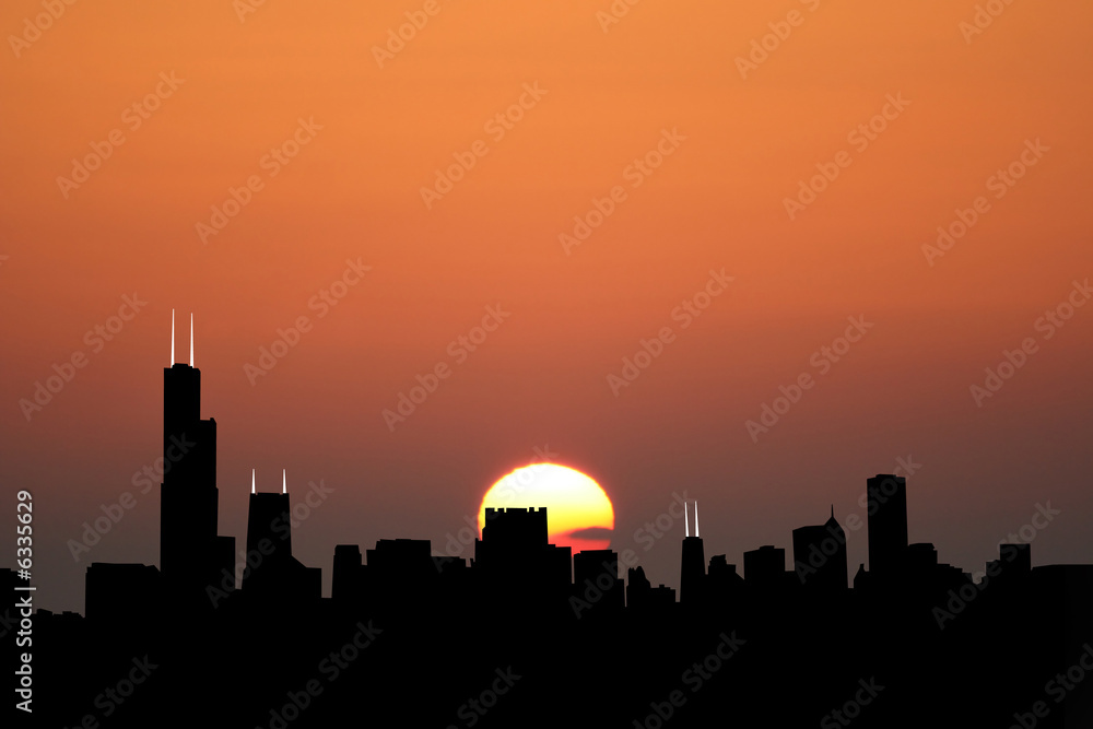 Chicago Skyline at sunset