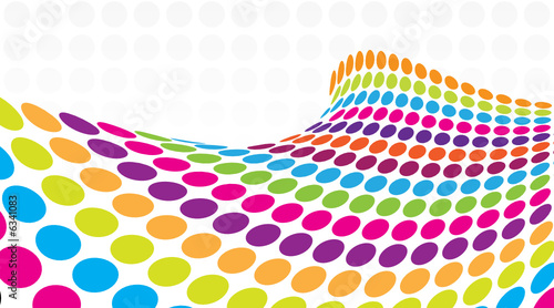3D Halftone colorful retro dots forming a wave