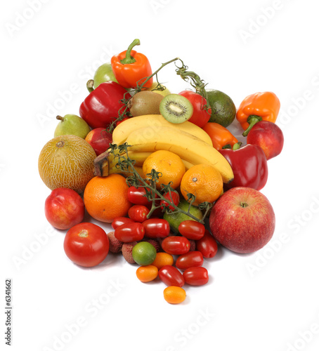 fruits and vegetables - isolated on white
