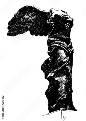 France, paris: drawing of Victory of Samothrace