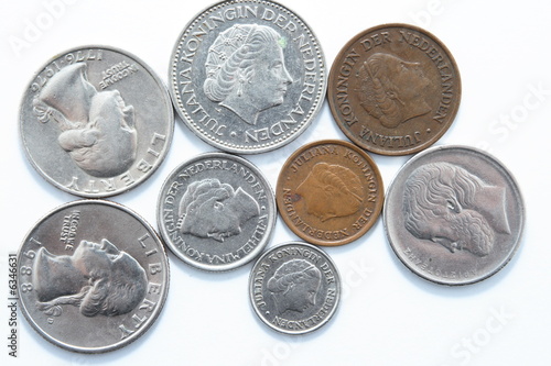 Silver and golden coins