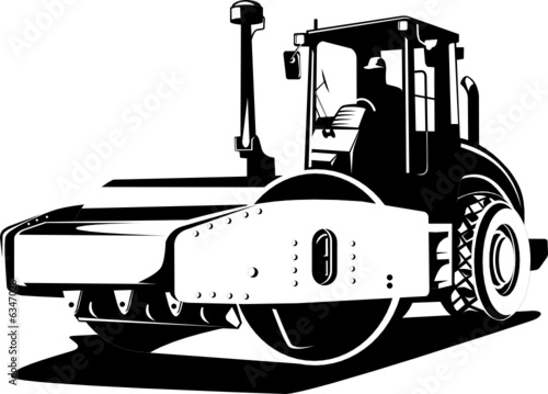 Road roller black and white