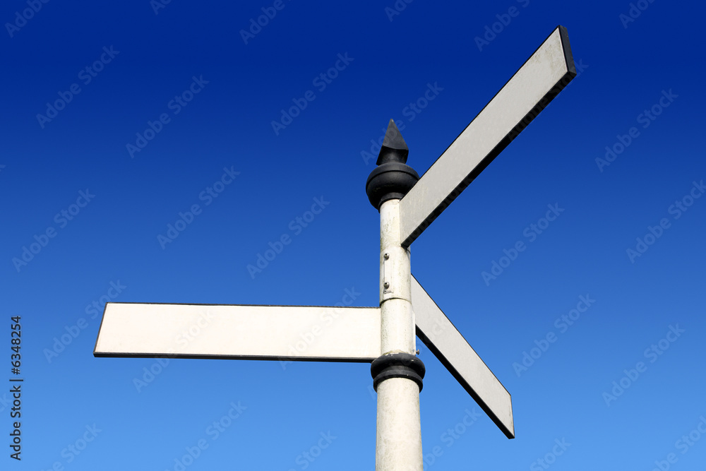 Old fashioned 3 way blank direction signpost. Old fashioned 3 way blank direction signpost.