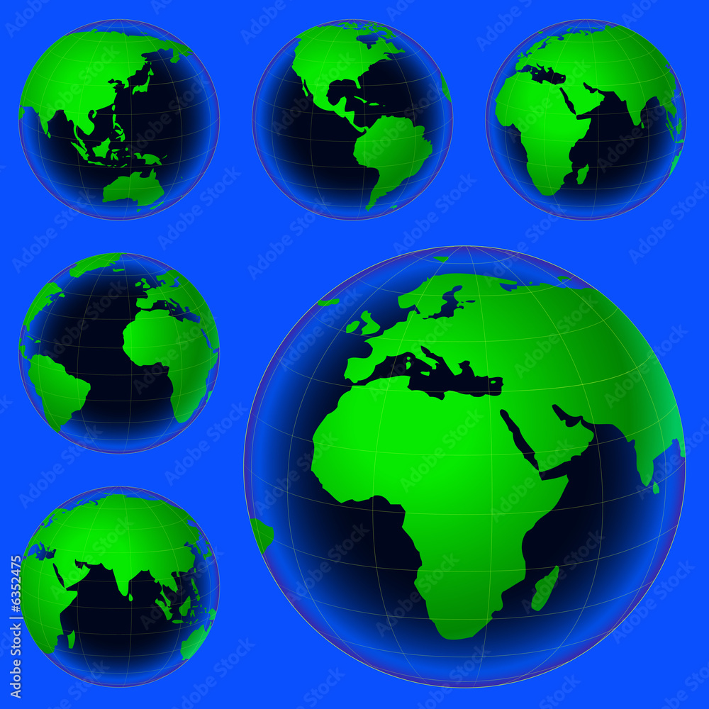 Obraz premium planet earth map from six views; illustration