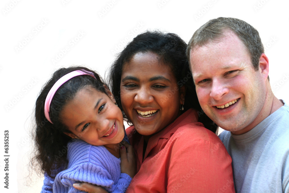 Mixed race family set on a white background Mixed race family set on a white background