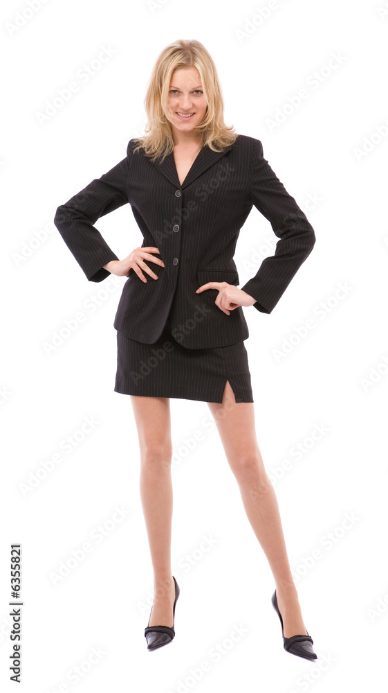 beautiful businesswoman with a happy look on white beautiful businesswoman with a happy look on white