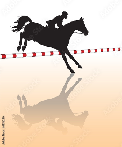 Vector silhouette - equestrian sport: show jumping