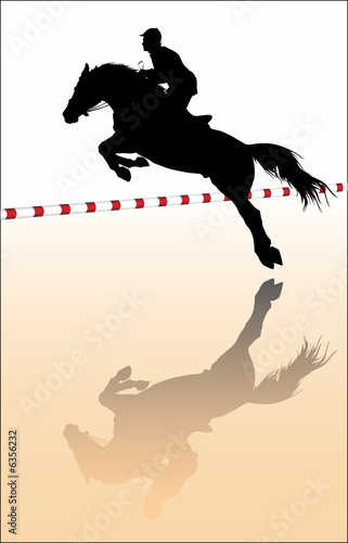 Vector silhouette - equestrian sport: show jumping
