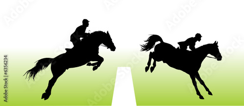 Vector silhouette - equestrian sport: show jumping