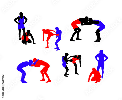 Wrestling vector silhouettes 