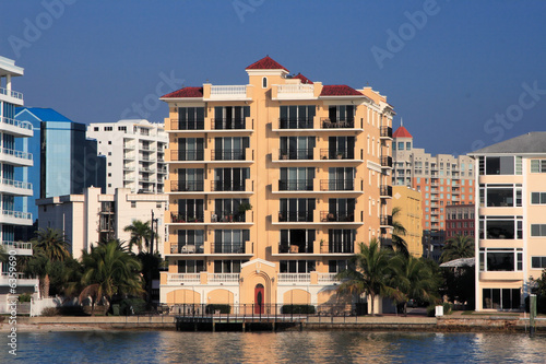 Tropical apartment building over looking the bay