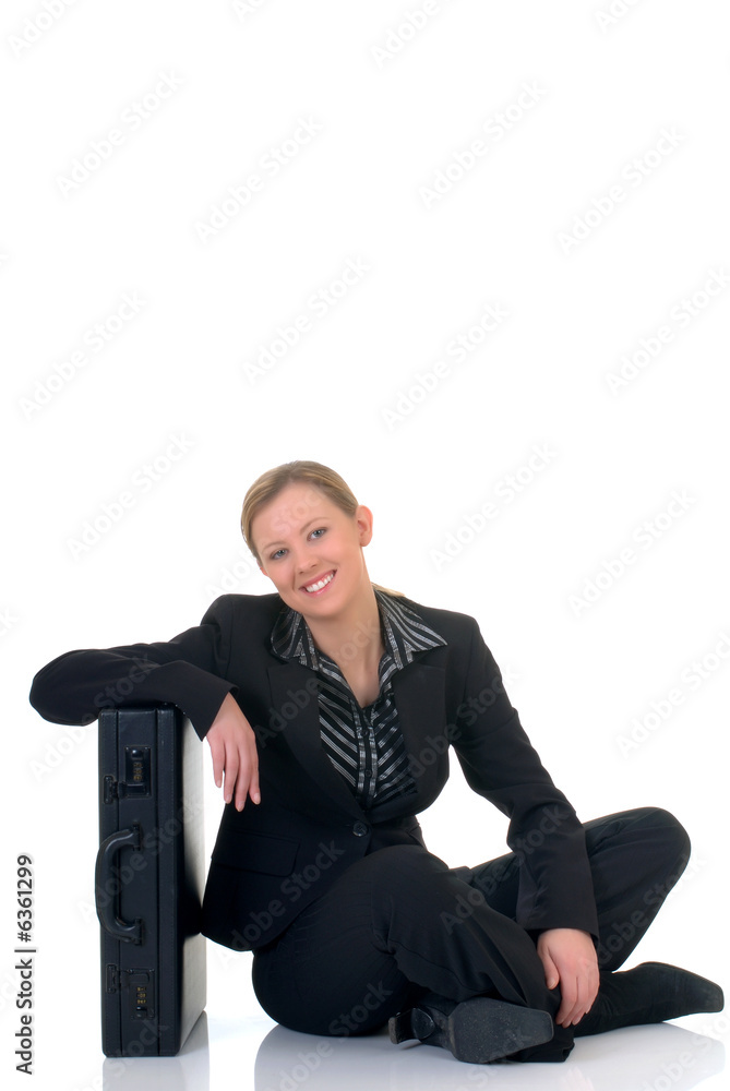 Attractive successful young businesswoman with briefcase Attractive successful young businesswoman with briefcase