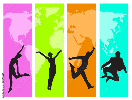 jumping happy people vector design