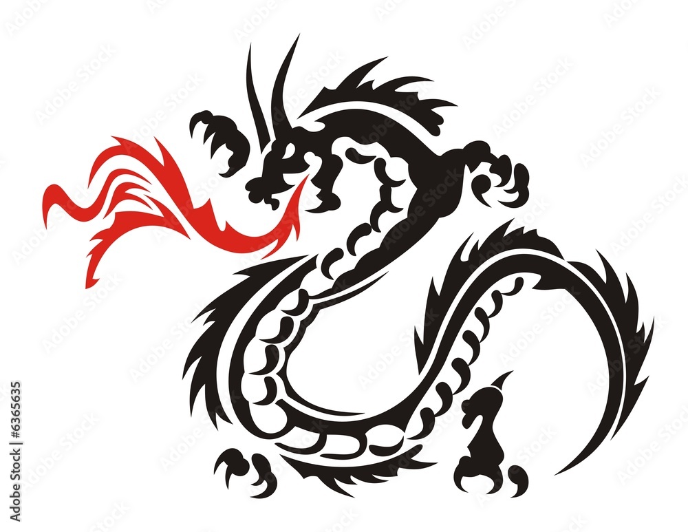 Fototapeta Abstract vector illustration of Chinese dragon