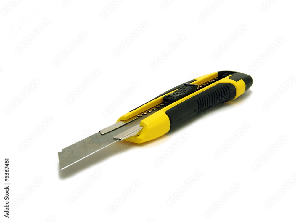 isolated yellow - black steel knife isolated yellow - black steel knife