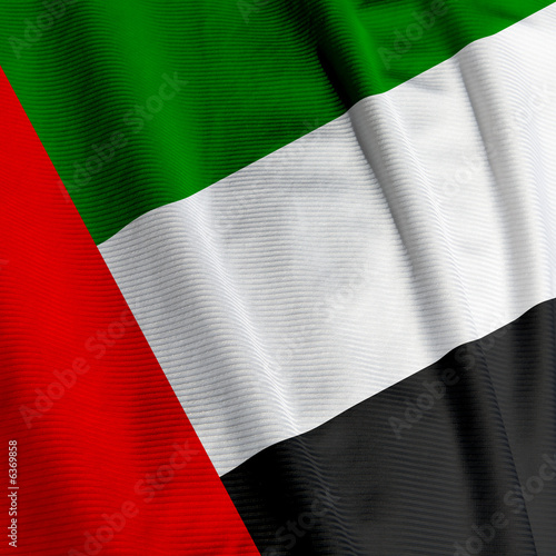 Closeup of the flag of the United Arab Emirates, square image