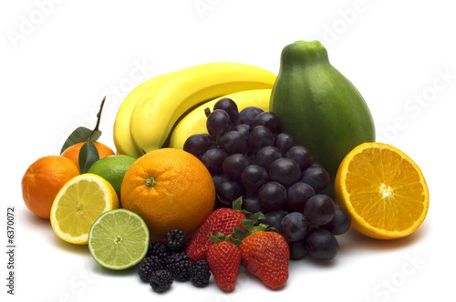 fresh fruits on white background