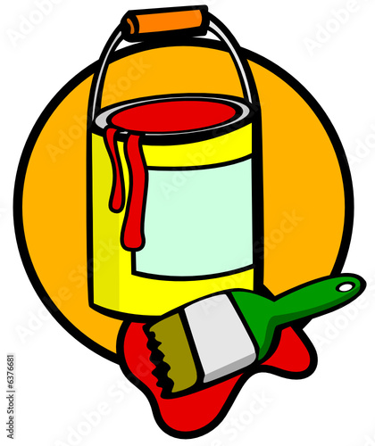 vector paint can and brush
